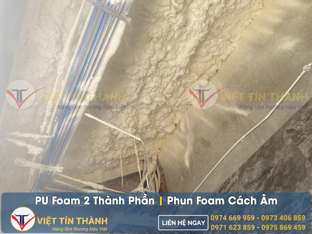 thi công phun pu foam 2 thành phần cách âm